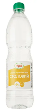 Розчин оцтової кислоти Руна Столовий 6%, 750 мл